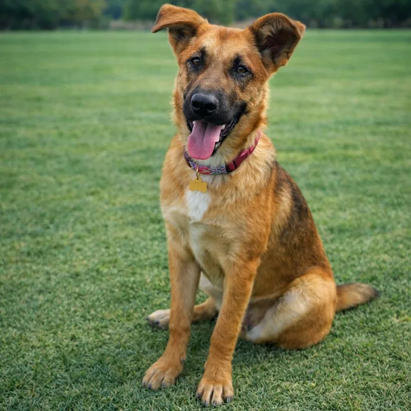 A young medium-sized female Yellow / Tan / Blond / Fawn German Shepherd Dog dog named Alexi for adoption in Phoenix, AZ