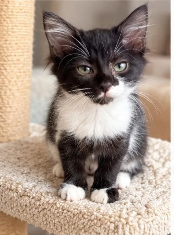 A young medium-sized female Black & White / Tuxedo Domestic Short Hair cat named Pixie for adoption in Knoxville, TN