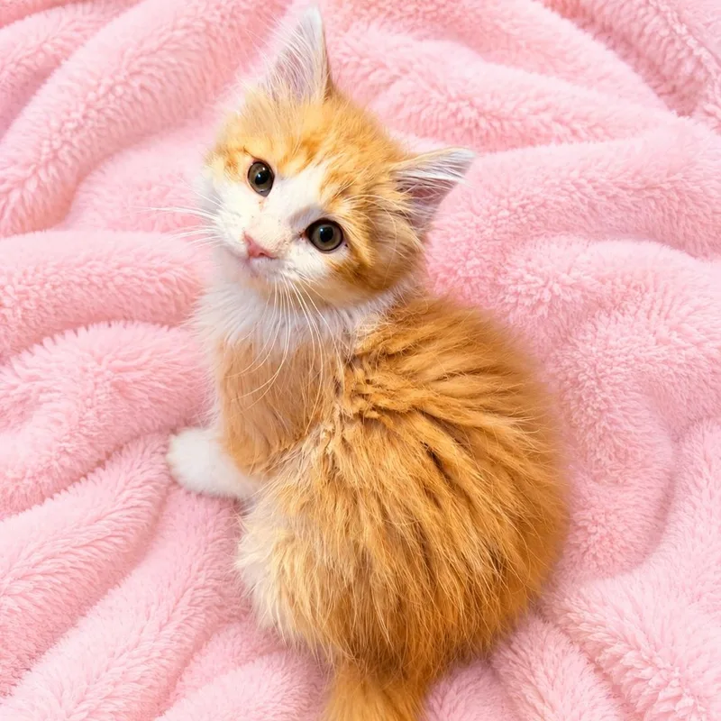 A baby medium-sized female Orange & White Domestic Long Hair cat named Jackies Fluffy Girl for adoption in Glendora, CA