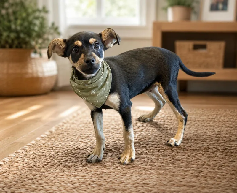 A baby small-sized male Black Miniature Pinscher dog named Zappa for adoption in Phoenix, AZ