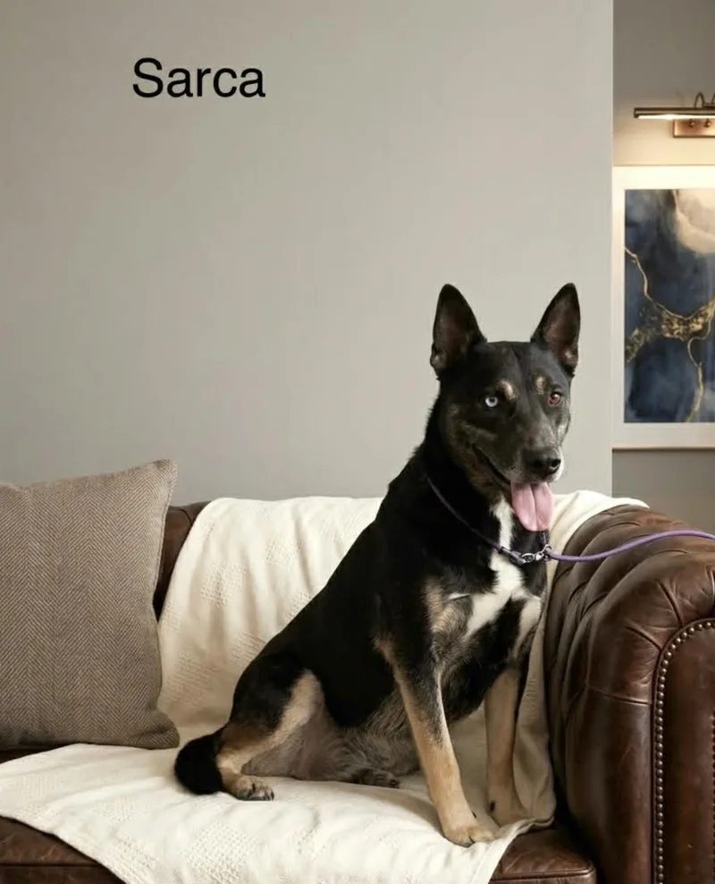 An adult medium-sized female Shepherd dog named Sarca for adoption in Allen, TX