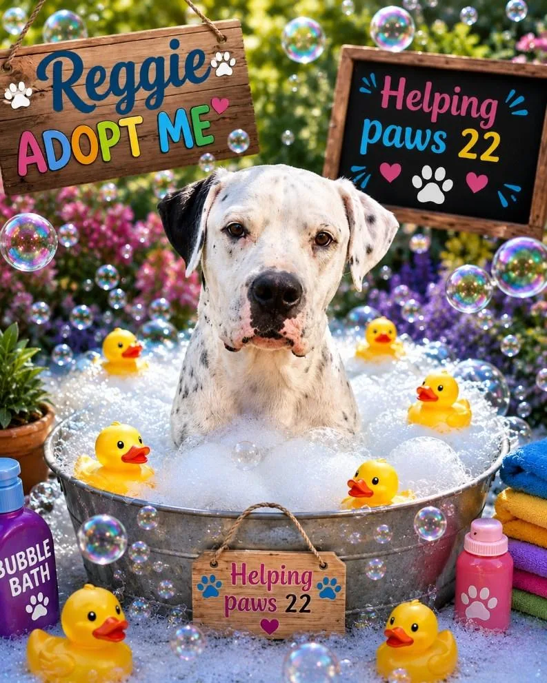An adult large-sized male Dalmatian dog named Reggie for adoption in Cape Coral, FL