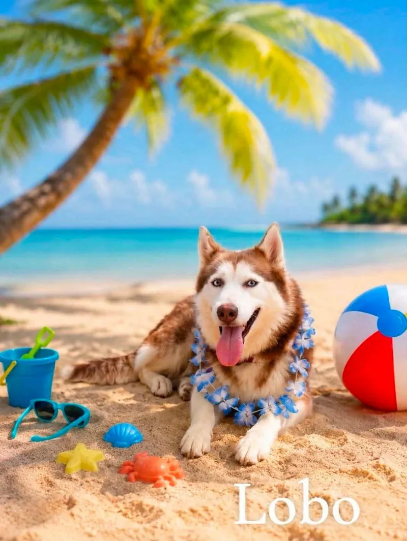 An adult medium-sized male Red / Chestnut / Orange Siberian Husky dog named Lobo for adoption in Gregory, TX