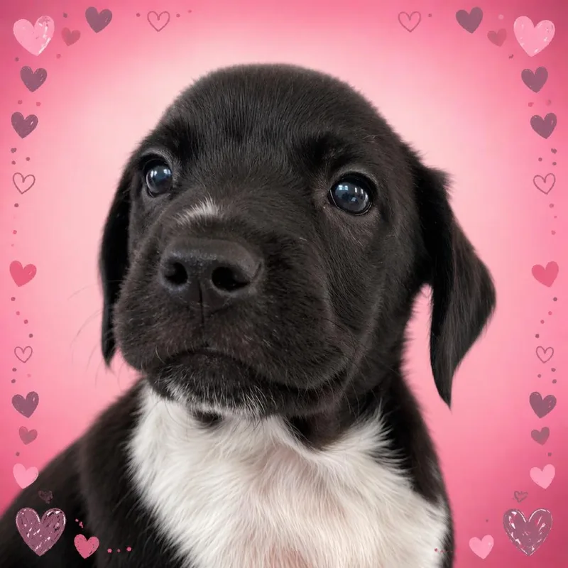 A baby medium-sized female Black Labrador Retriever dog named Trisha for adoption in Wimberley, TX