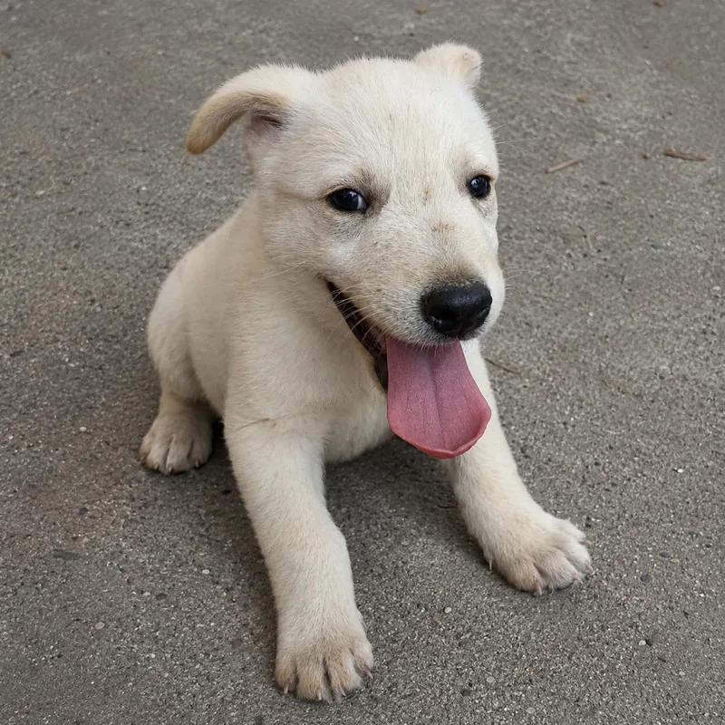 A baby medium-sized male White / Cream Yellow Labrador Retriever dog named Artie for adoption in Hillsborough, NJ