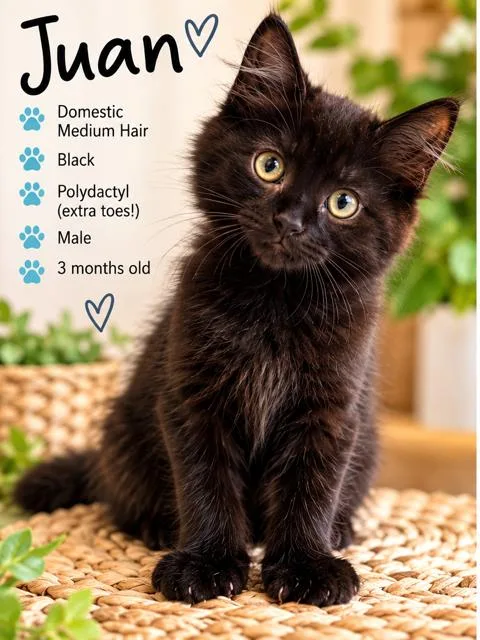 A baby medium-sized male Domestic Medium Hair cat named Juan for adoption in Richmond, VA