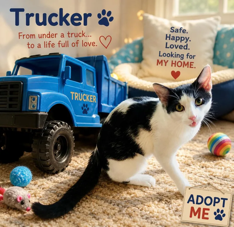 A young medium-sized male Domestic Short Hair cat named Trucker for adoption in Dallas, TX