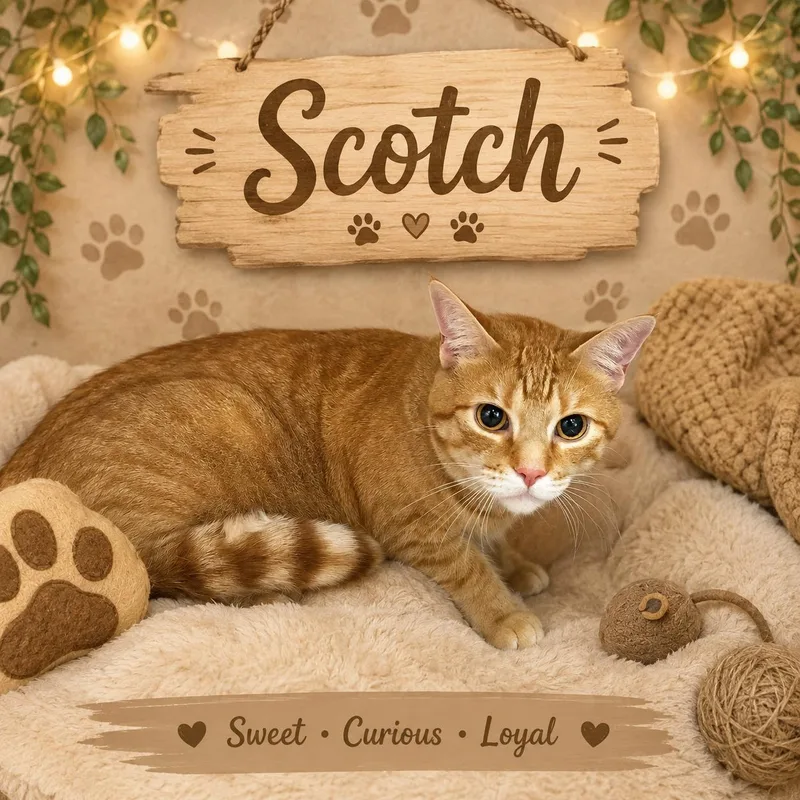 An adult medium-sized male Orange & White Domestic Short Hair cat named Scotch for adoption in Orleans, VT