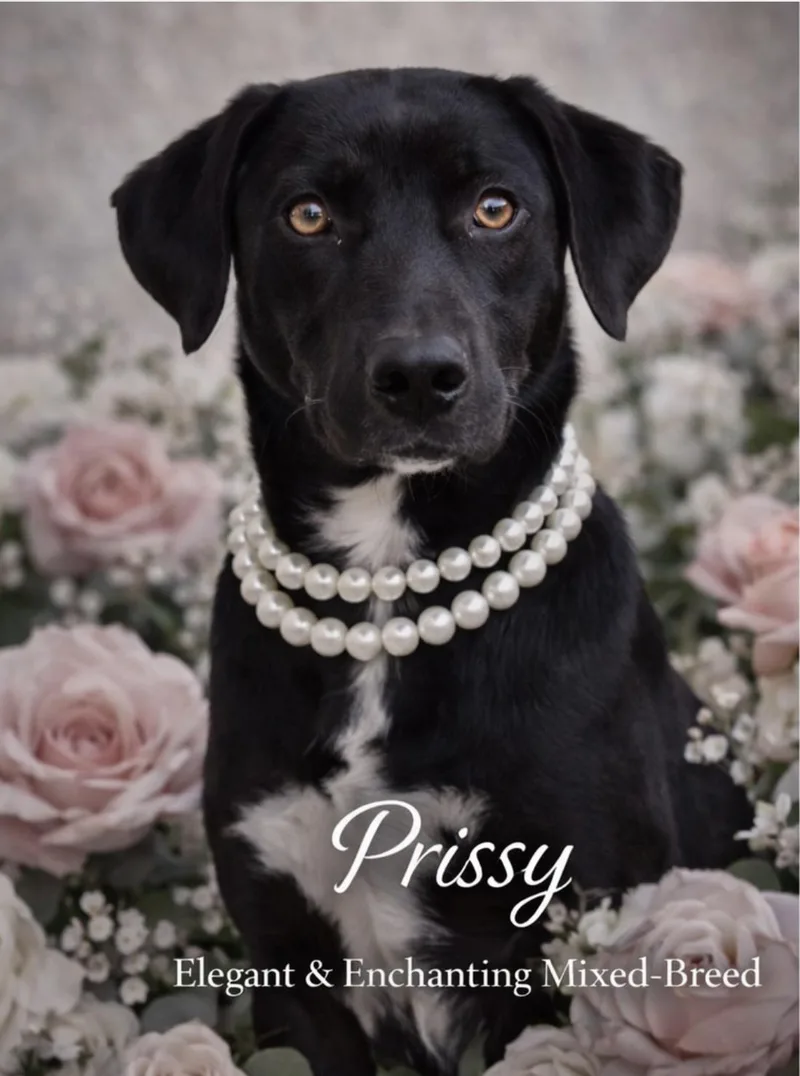 A young small-sized female Black Labrador Retriever dog named Prissy Grace for adoption in Farmington, MO
