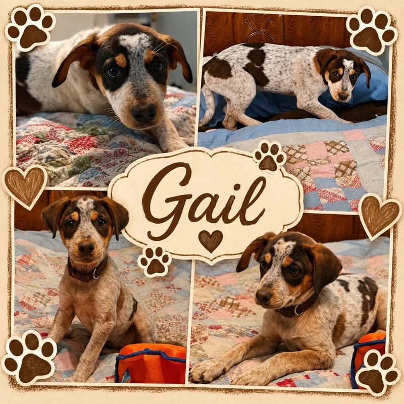 A young small-sized female Tricolor (Brown, Black, & White) Pointer dog named Gail for adoption in Jackson, TN