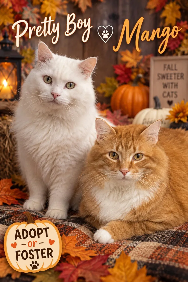 An adult large-sized male Domestic Long Hair cat named Pretty Boy & Mango: for adoption in Greenville, DE