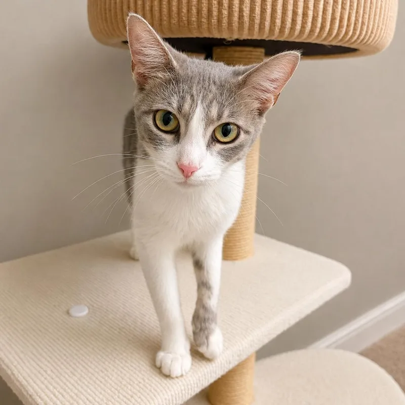 A young medium-sized female Gray / Blue / Silver Domestic Short Hair cat named Nori for adoption in Gibsonia, PA