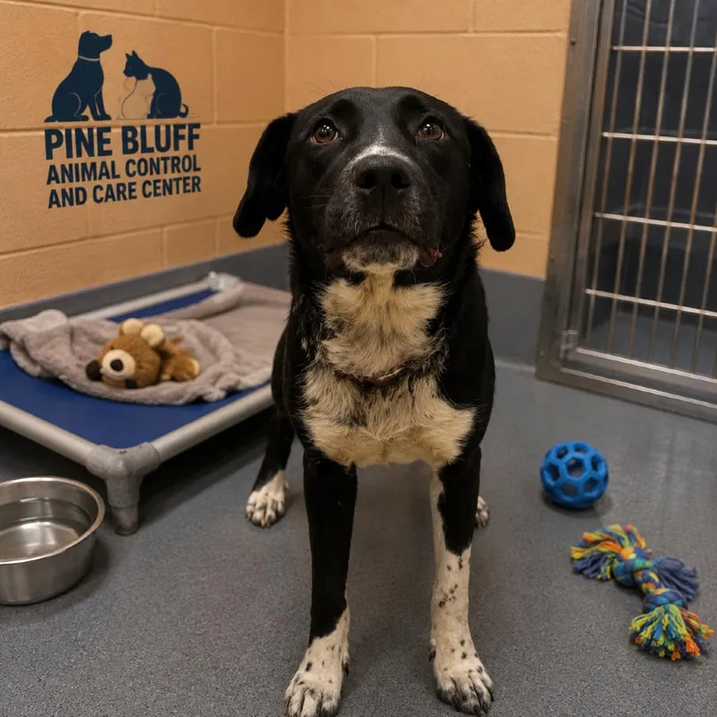 An adult medium-sized female Black Mixed Breed dog named Lillian for adoption in Pine Bluff, AR