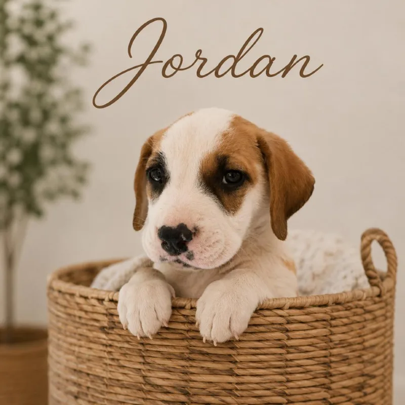 A baby medium-sized male White / Cream Mixed Breed dog named Jordan for adoption in Phoenix, AZ