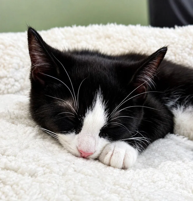 A baby medium-sized male Black & White / Tuxedo Domestic Short Hair cat named Scooter for adoption in Broomall, PA