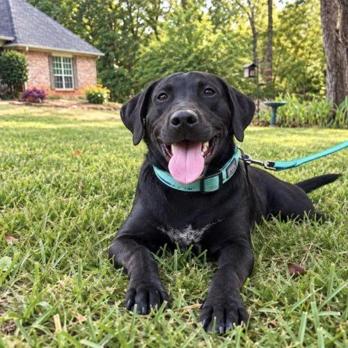 A baby medium-sized male Black Retriever dog named Collard Lonestar for adoption in Rockaway, NJ