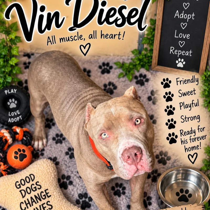 A young large-sized male Gray / Blue / Silver Pit Bull Terrier dog named Vin Diesel for adoption in Waldorf, MD