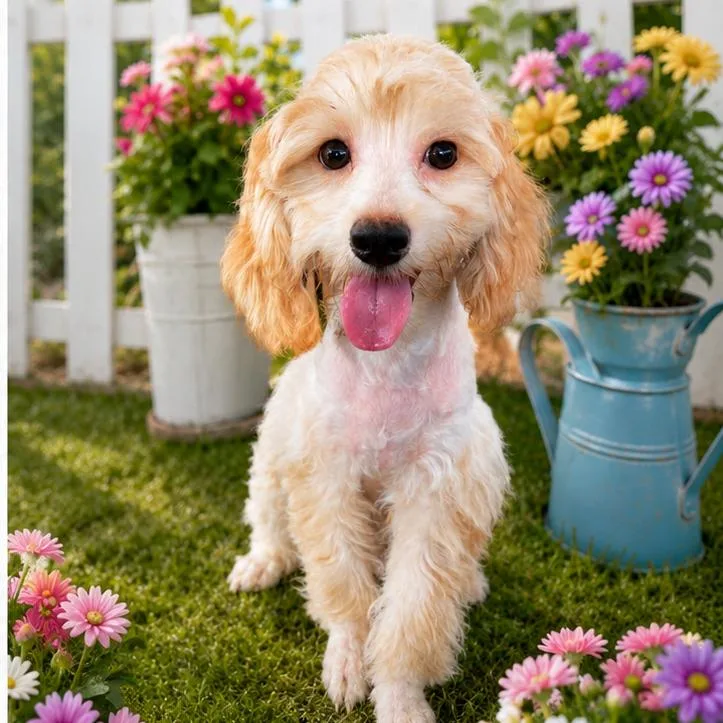 A baby small-sized male White / Cream Cockapoo dog named Gianni Pawrsace for adoption in Baton Rouge, LA