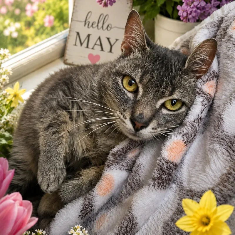 A young small-sized male Gray / Blue / Silver Domestic Short Hair cat named Rainbow for adoption in Walnut Cove, NC