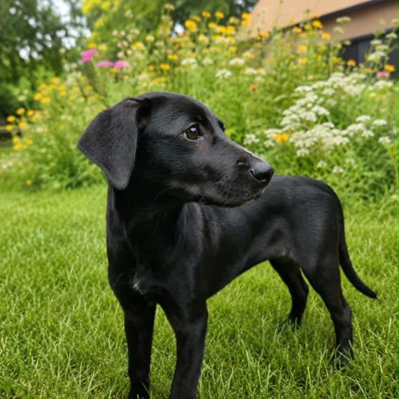 A baby medium-sized female Labrador Retriever dog named Ritz for adoption in Mankato, MN