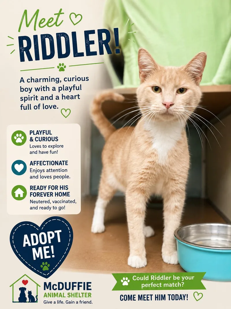 An adult medium-sized male Cream Point Domestic Short Hair cat named Riddler for adoption in thomson, GA