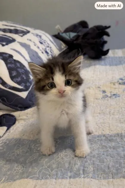 A young small-sized male Domestic Medium Hair cat named Gizmo for adoption in Wilkesboro, NC