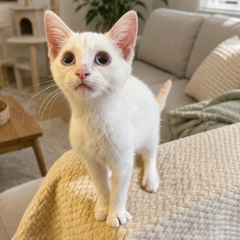 A baby small-sized male White Siamese cat named Pierce Brosnan for adoption in Tustin, CA