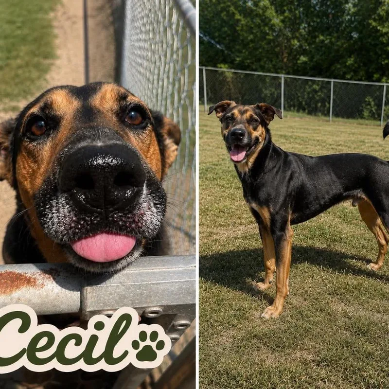 An adult medium-sized male Hound dog named Cecil for adoption in Hackett, AR