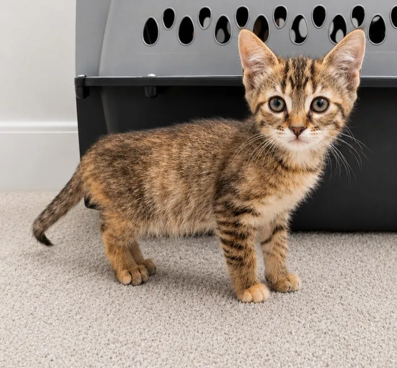 A baby small-sized female Brown / Chocolate Domestic Short Hair cat named Versace for adoption in Homer Glen, IL