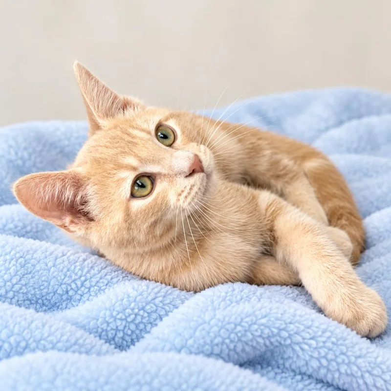A baby medium-sized male Orange / Red Domestic Short Hair cat named Pretzel for adoption in Long Beach, WA
