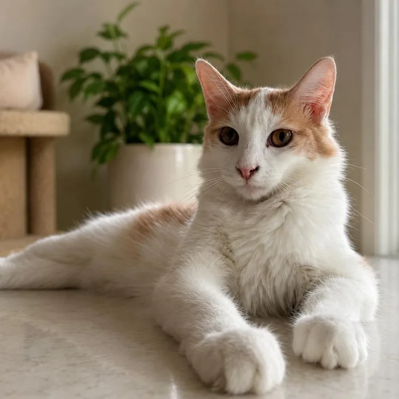 A young small-sized male White Domestic Long Hair cat named Mr. Jingles for adoption in Tustin, CA