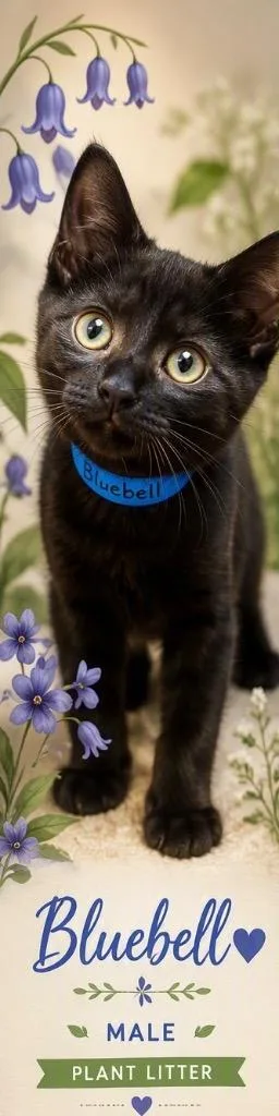 A baby medium-sized male Domestic Short Hair cat named Bluebell for adoption in St. Albans, VT