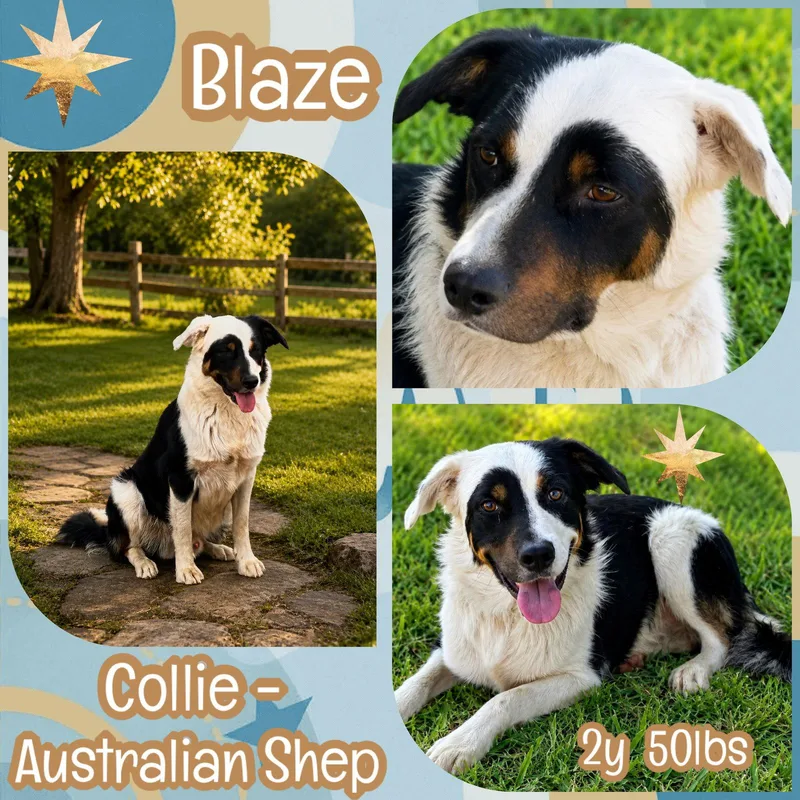 A young medium-sized male Border Collie dog named Blaze for adoption in Dallas, TX