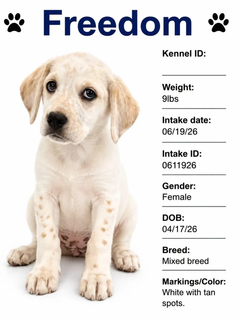 A baby medium-sized female Mixed Breed dog named Freedom for adoption in Rock Hill, NY