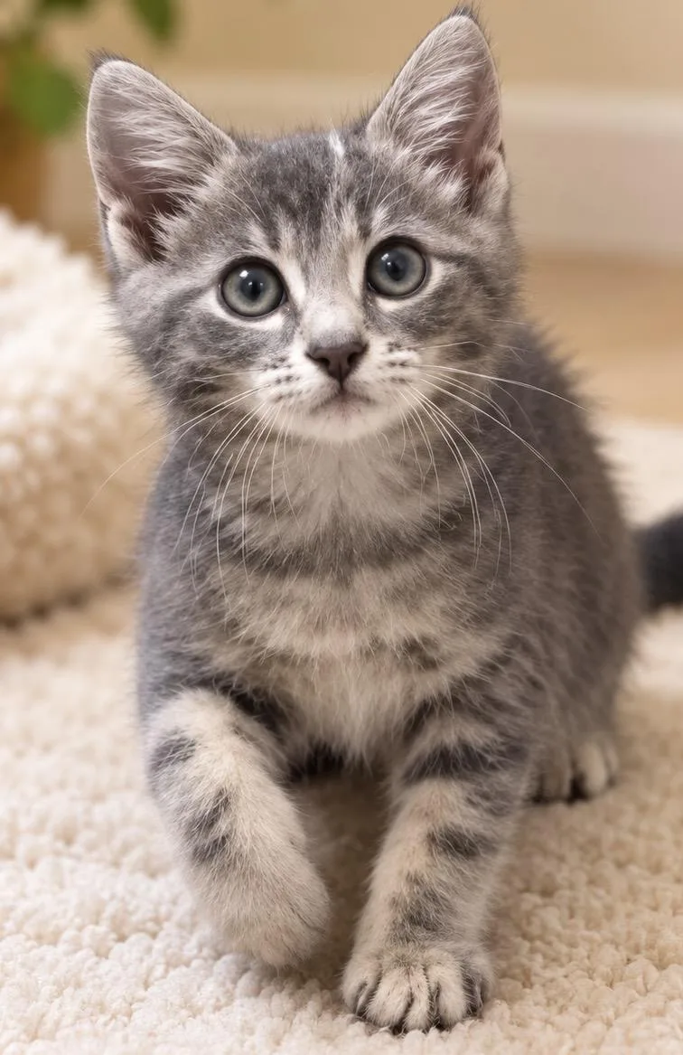 A baby medium-sized male Gray / Blue / Silver Tabby cat named Noah for adoption in Santa Cruz, CA