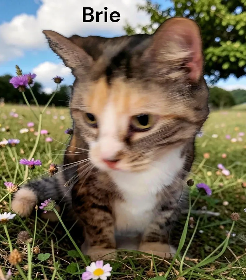 A senior medium-sized female Calico cat named Brie for adoption in Weems, VA