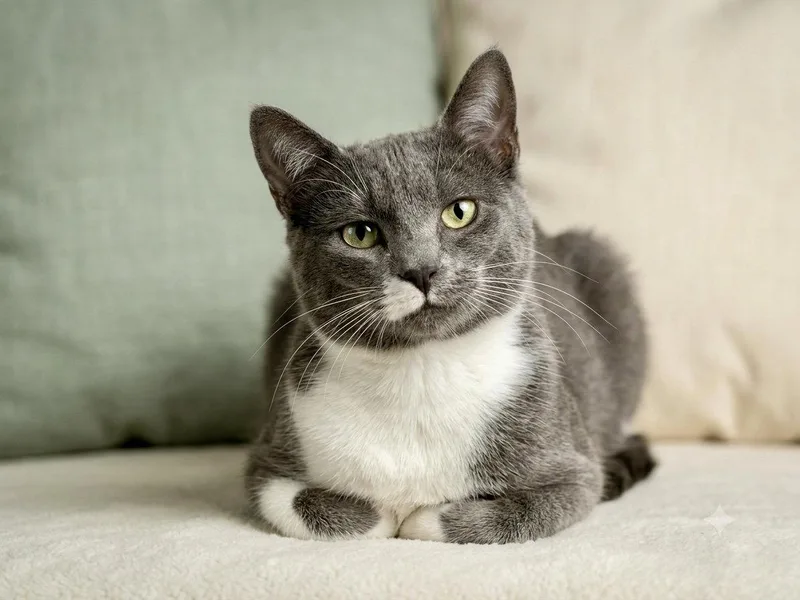An adult medium-sized male Gray & White Domestic Short Hair cat named Sturgeon for adoption in Newtown Square, PA