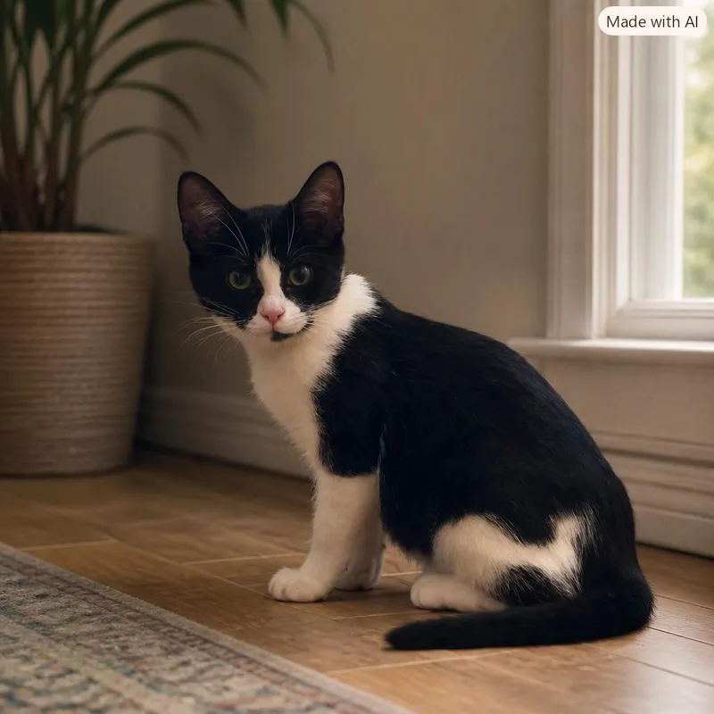 A baby medium-sized female Tuxedo cat named Tux for adoption in Orange, CA