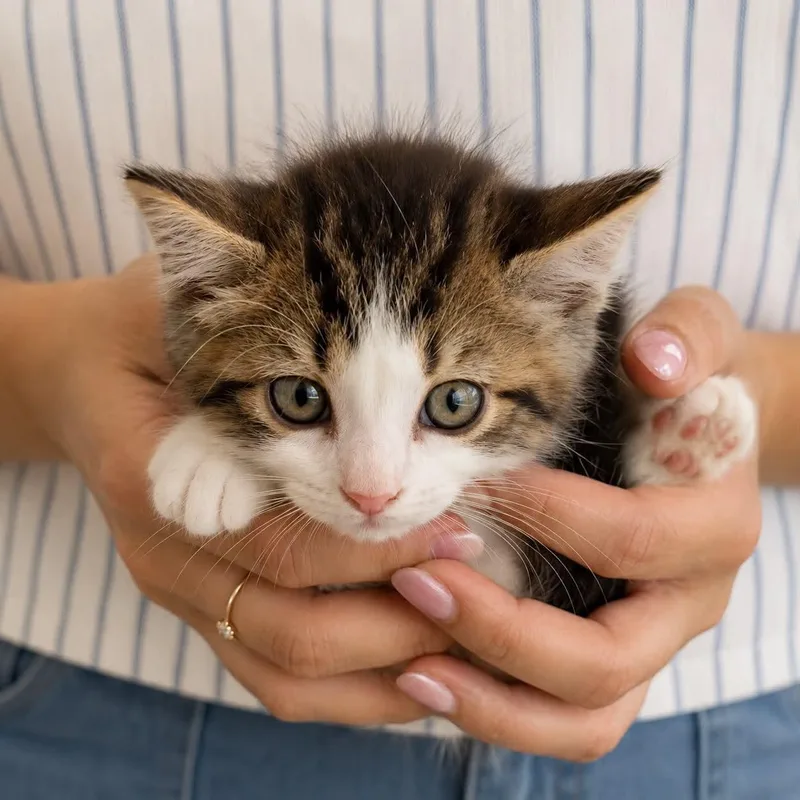 A baby medium-sized male Tabby cat named Patch for adoption in Warren, NJ