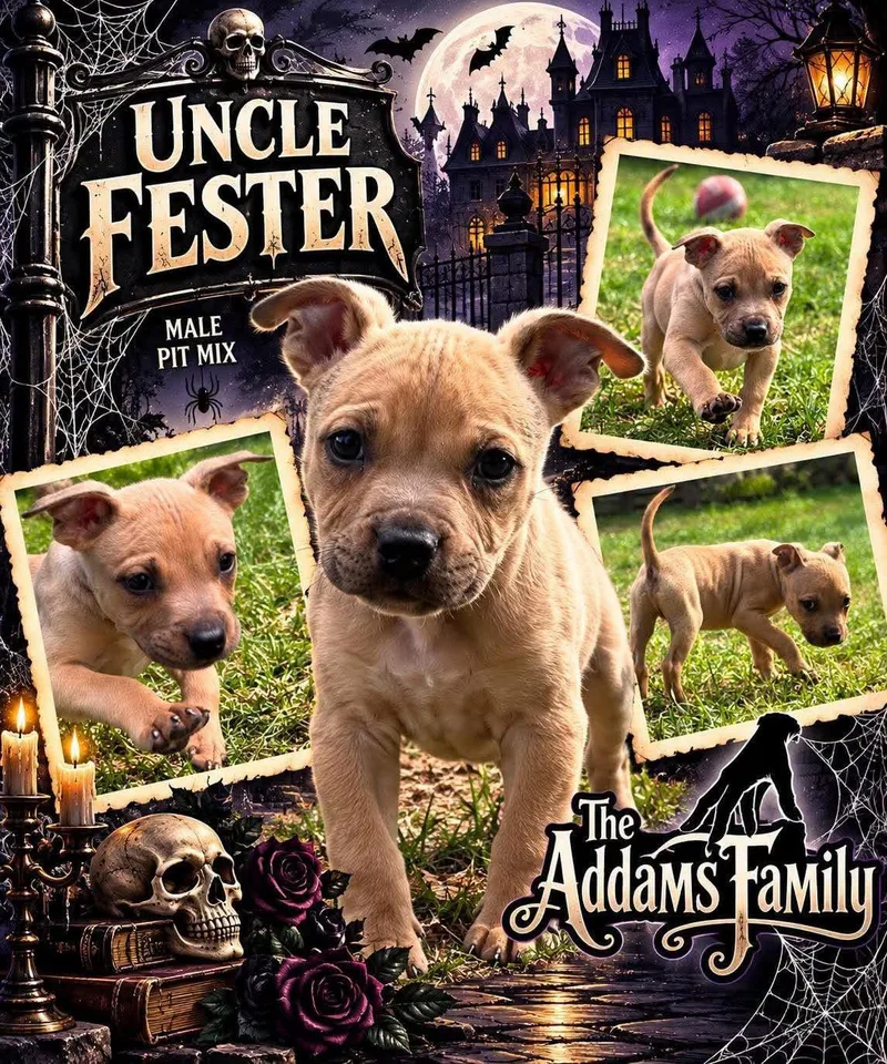A baby medium-sized male Mixed Breed dog named Uncle fester for adoption in Pleasant Ridge, MI