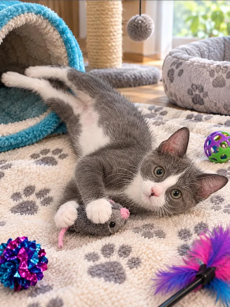 A baby medium-sized female Gray & White Domestic Short Hair cat named Celsius for adoption in Lemoyne, PA