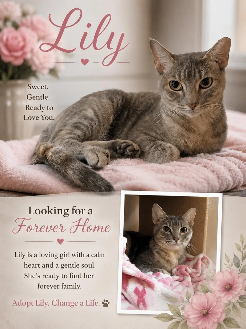 A young medium-sized female Torbie Domestic Short Hair cat named Lily for adoption in Fort Worth, TX