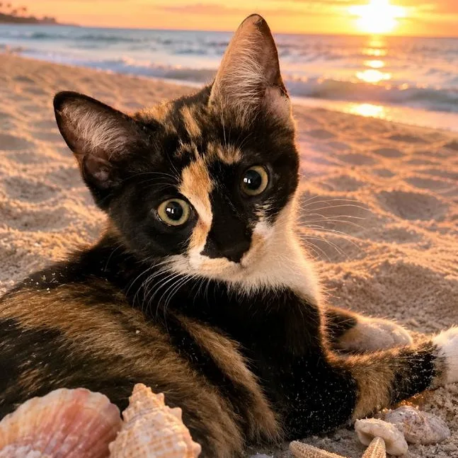 A baby medium-sized female Calico cat named Dandy for adoption in Woodland Hills, CA