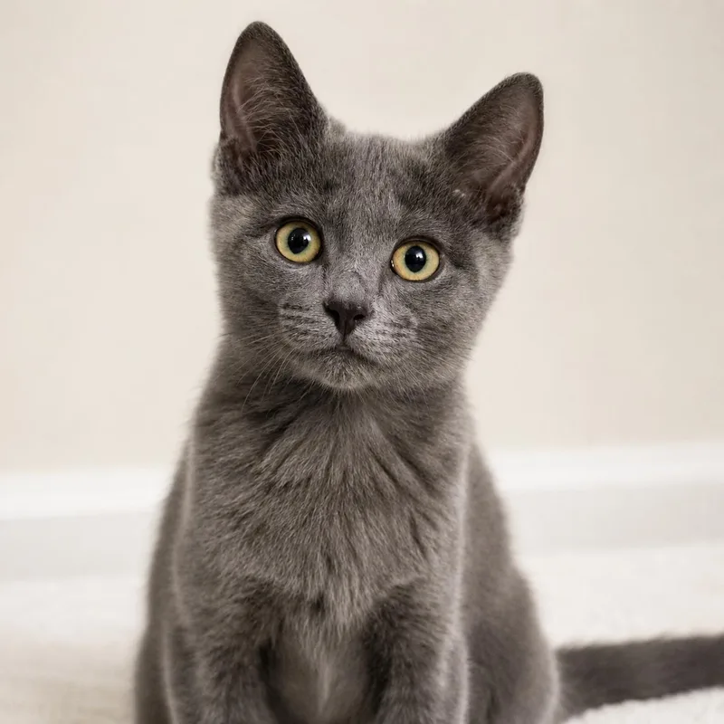 A baby medium-sized female Gray / Blue / Silver Domestic Short Hair cat named Windmill for adoption in Pontiac, MI