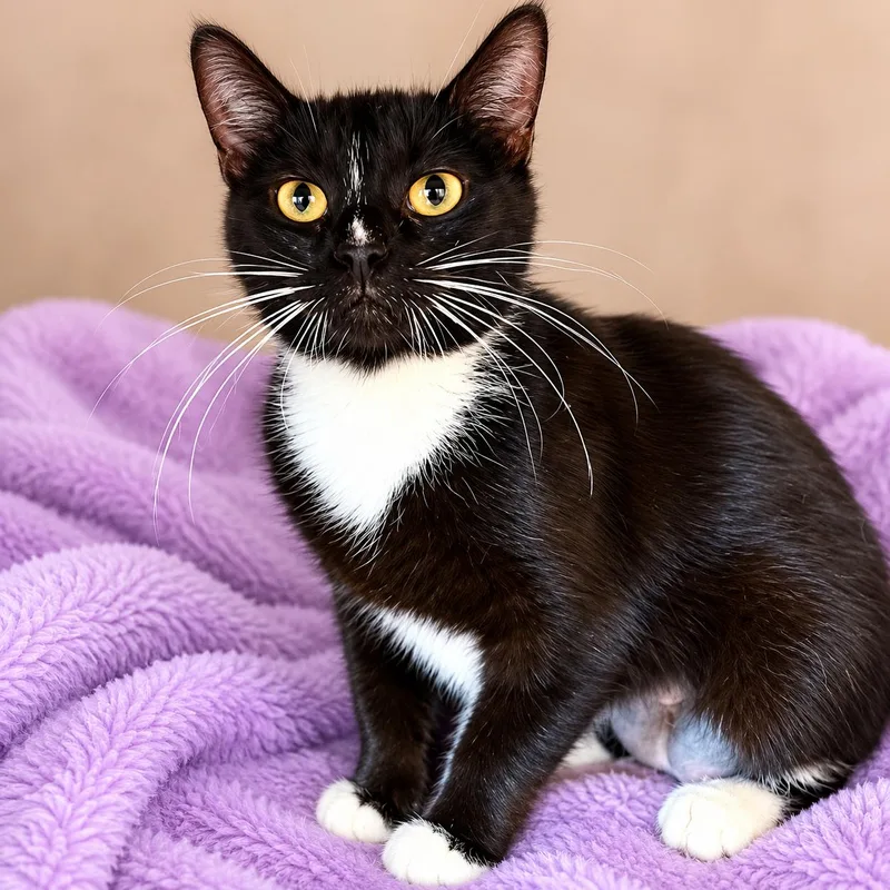 A young medium-sized female Black Domestic Short Hair cat named Hadley for adoption in Long Beach, WA