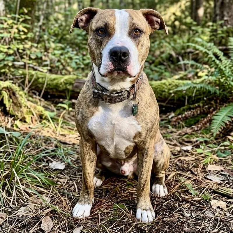 An adult medium-sized male Brindle American Staffordshire Terrier dog named Pascal for adoption in Proctorville, OH