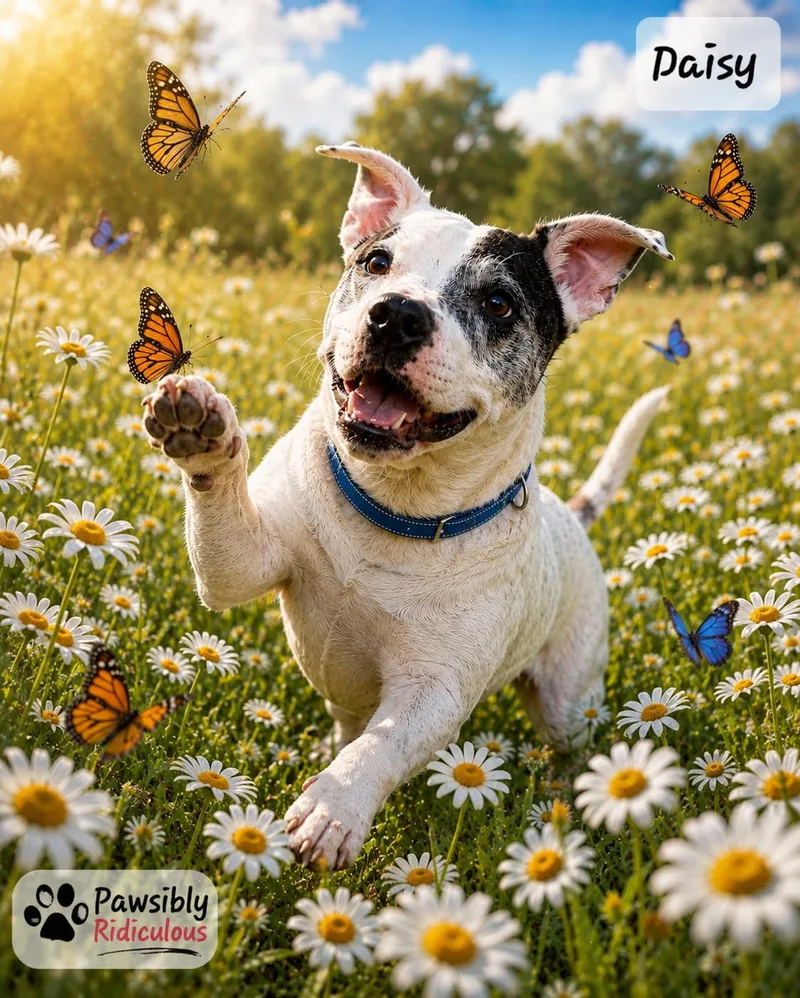 An adult medium-sized female White / Cream Boxer dog named Daisy for adoption in Urbana, OH
