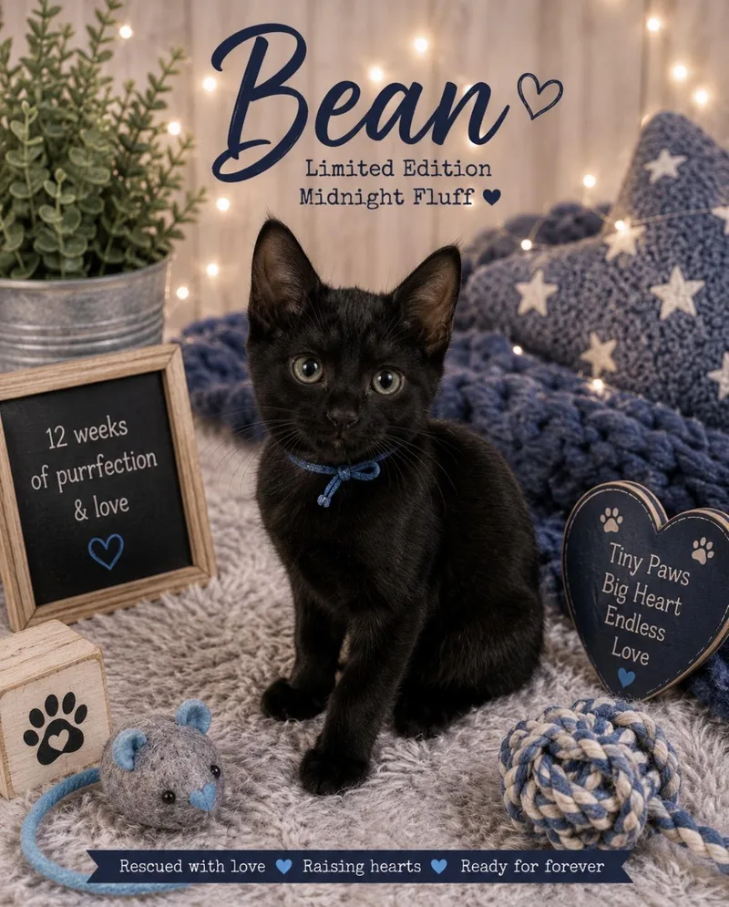 A baby small-sized male Gray / Blue / Silver Domestic Short Hair cat named Bean for adoption in Ephrata, WA
