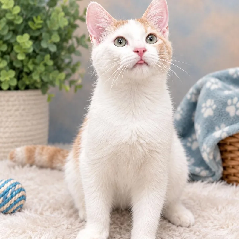 A baby small-sized male Orange & White Domestic Short Hair cat named Orangsicle for adoption in Sedalia, MO
