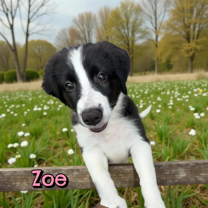 A baby large-sized female Australian Shepherd dog named Laces AKA Zoe for adoption in New Baltimore, MI